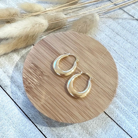 Gold Plated Round Chunky Hoop Earrings