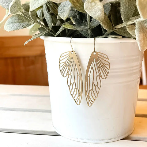 Brass Butterfly Wing Earrings