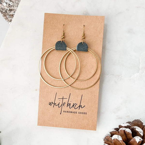 Leather & Brass Circles Earrings