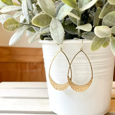 Brass Teardrop Dangle Earrings