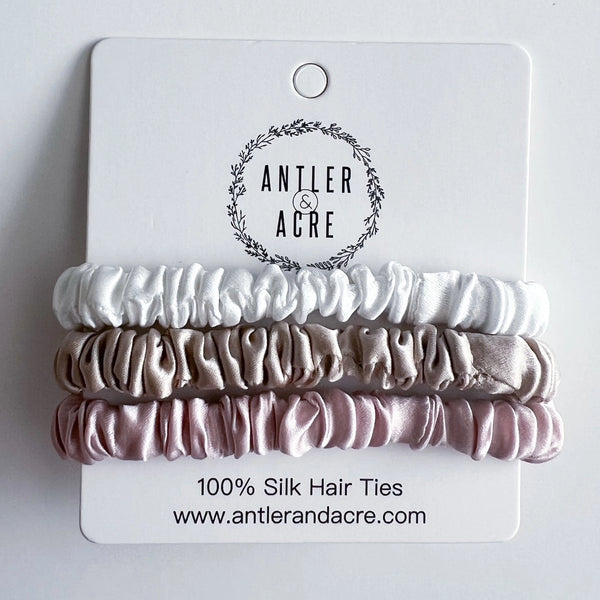 100% Silk Hair Tie Trio