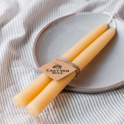 Hand Dipped Beeswax Taper Candles (2 pack)
